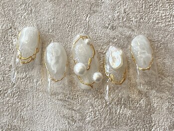 エムドットネイル 池袋(m.nail)/パールニュアンス×ミラーアート