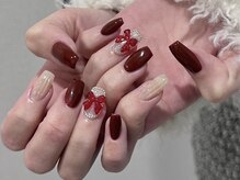 ルネネイル(Lune nail)/クリスマス・冬ネイル・ボルドー