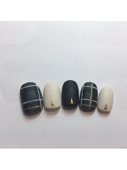 クリスタルネイル ボンベルタ橘店(CRYSTAL NAIL)/マット×チェックネイル