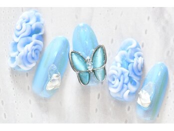 ネイルサロンラグジュアリー 梅田店(LUXURY)/3Dフラワー×バタフライ