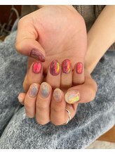 ユージューネイルルーム(UJU nail room)/うるうるチグハグネイル