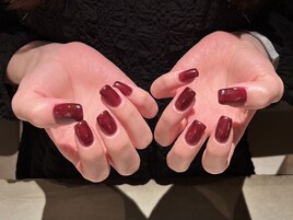 ワンカラーネイル(赤根)