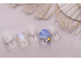 4600円　波　夏ネイル　キラキラ