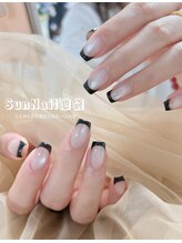 サンネイル 池袋(Sun)/黒フレンチxマグネットベース