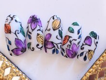 ネイルサロン あかねいろ/夏色　ハンド　手描き北欧