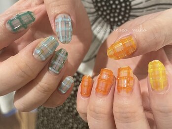 グラム バイ アンド ココ ネイル(GraM by And & coco. Nail)/ぷくぷくチェックネイル