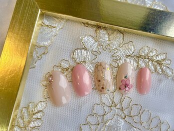 シンプルジェルネイル専門店 バランス(balance)/季節感◎ラメ＆桜シールネイル☆