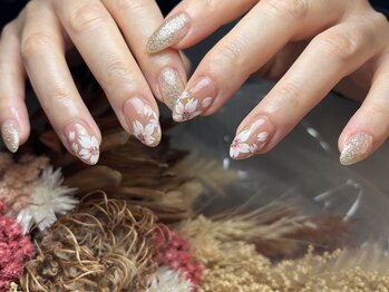 サロンドフォーエイチ(salon de 4H)/桜とラメの春・入園式ネイル☆