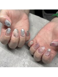 ピンク×ブルーネイル