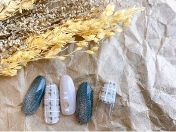 ネイルサロン&スクール ジーナ(GINA)/マグネット×チェックネイル