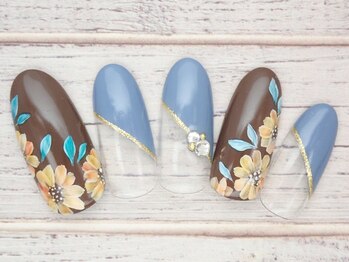 ワンネイル(ONE NAIL)/#斜めフレンチ#お花ネイル