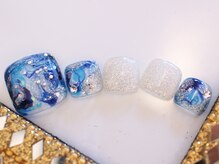 ネイルサロン あかねいろ/夏色ギャラクシー フット