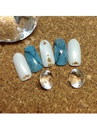 夏ネイル 大理石