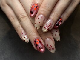 Heart & ribbon &nbsp;nails