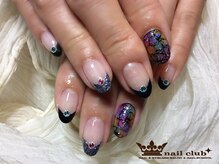 ネイルクラブ(nail club)/ステンドグラス風フラワーネイル