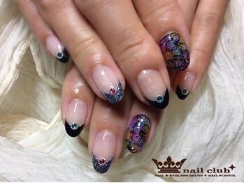 ネイルクラブ(nail club)/ステンドグラス風フラワーネイル