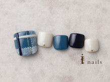 アイネイルズ 横浜EAST店(I-nails)/ぷっくりチェック柄フット