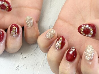 ディーネイル 池袋(D-nail)/【森】ボルドー×クリスマス