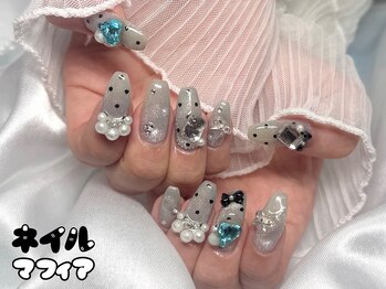 ネイルマフィア 池袋店(NAIL MAFIA)/マグネット ドット リボンパール