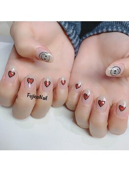 ネイルアンドアイラッシュサロン エスポアール(nail&eyelash salon espoir)/手描きニコ&ハートネイル