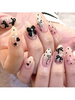 ルミエール 大分市中央町(Lumiere)/ハートドット&リボンネイル