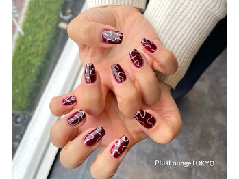 プルースラウンジ トウキョウ(Plus Lounge TOKYO)/ボルドー×うねうねネイル