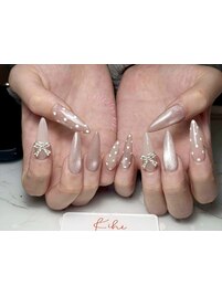 ドット/リボン/バレンタイン/白