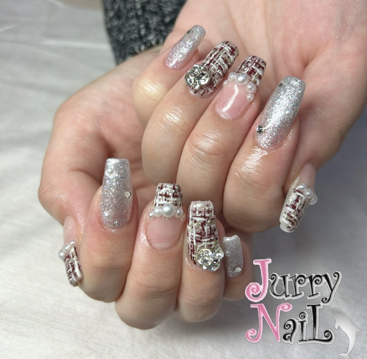ジュリーネイル 所沢店/ツイード＋シルバーラメ