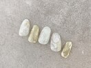 ホワイト×ゴールドネイル¥9000