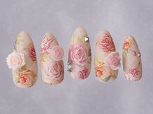 ジェミーネイル シンジュク(Jemiy nail shinjuku)/春マット転写花バラ¥9480