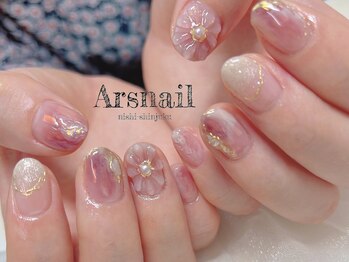アルスネイル(Ars nail)/ぷくフラワーニュアンスネイル