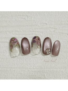 フラワー×マグネット秋ネイル