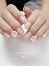 ネイル デザイン グレイス(Grace)/ラメフレンチ×ハート