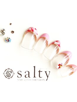 ネイルアンドアイラッシュサロン ソルティ 寺田町(salty)/マーブルフレンチ