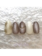 アルティノ ネイル ガーデン(altino nail garden)/秋×ミラー×フラワーネイル