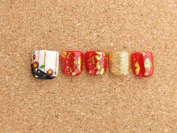 ネイルサロン ブランロール 白金店(Nail Salon Blanl'or)/FOOT 新春 和柄ネイル