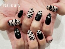 ネイルズアリー 立川店(Nails ally)/ゼブラ×モノトーン×シック×夏