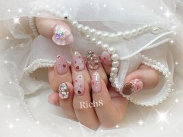 ピンク×ハートの推しネイル