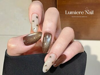 ルミエール ネイル モンナカ(Lumiere Nail Monnaka)/ボルドー/ツイード/ブラウン