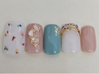 押し花×シェルネイル