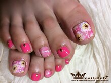 ネイルクラブ(nail club)/ピンクの華やかフットネイル