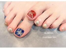 ミラーフラワー☆フットネイル