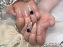 ベルグローアルファネイル(BELLE GROW ALPHA NAIL)/ワンポイント黒薔薇ネイル