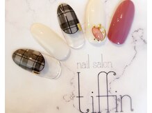 ネイルサロン ティフィン(tiffin)/シンプルチェック柄にピンクが◎