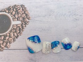 ホワイト×マーブルネイル