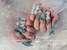 【HAND×チップ長さだし10本】持ち込みアートやり放題とパーツ乗せ放題