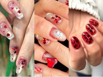 バレンタインネイル/ハートホロ