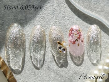 プラスネイル 自由が丘店(PLUS NAIL)/(3392)ガーリーな押し花ネイル♪