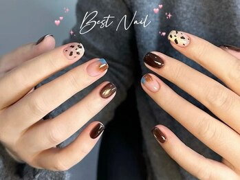 Best Nail 銀座店【ワンホンネイル・スカルプ・パラジェル・上品ジェルネイル】/ニュアンス/ヒョウ柄