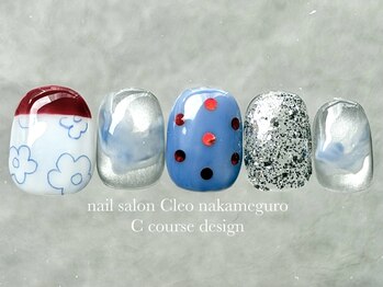 ドット&フラワーネイル